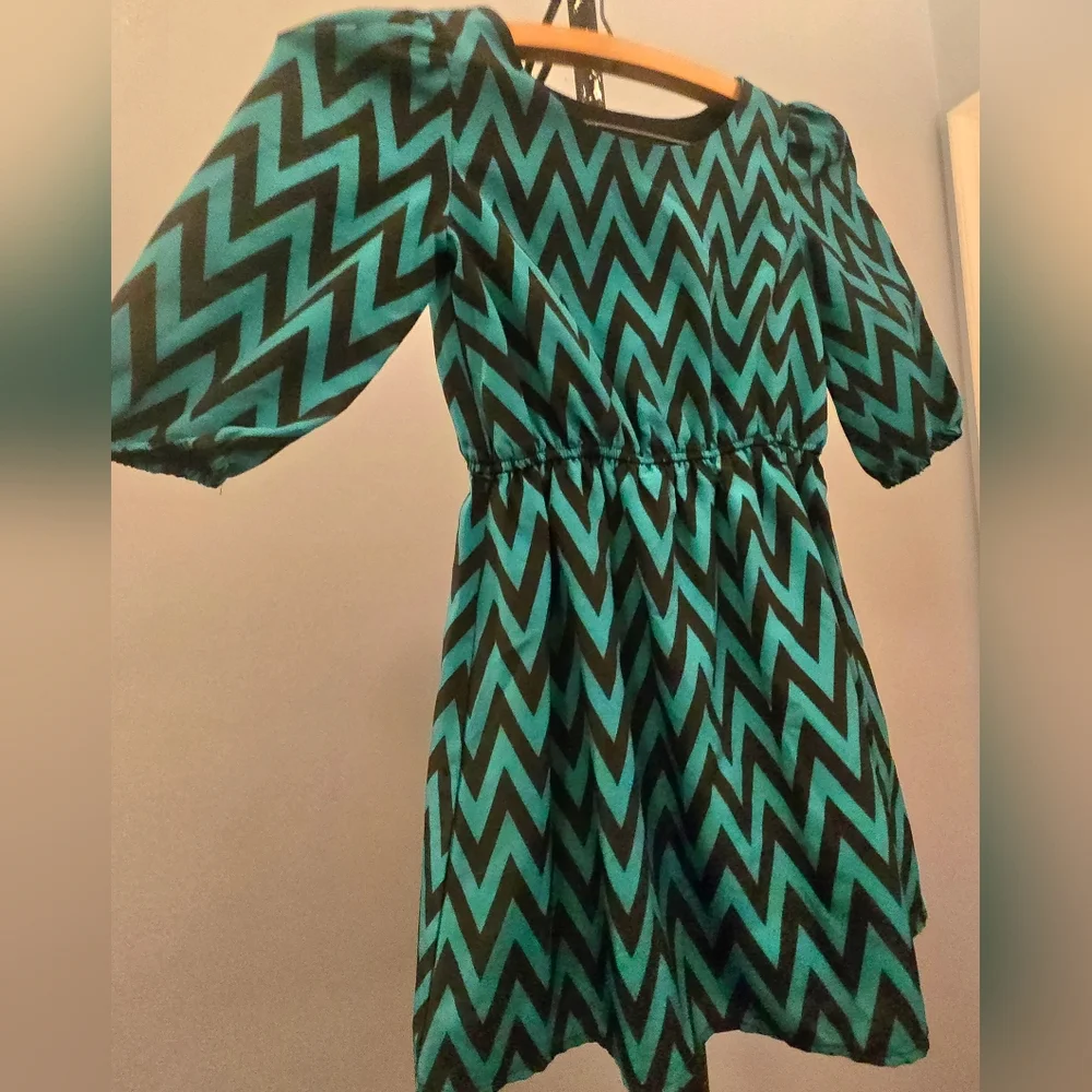 Target Kids Chevron Dress - Teal and Black